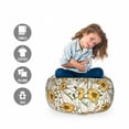 thumbnail image 2 of Floral Storage Toy Bag Chair, Pastel Detailed Paradise Flowers and Striped Leaves Nostalgic Feels, Stuffed Animal Organizer Washable Bag, Small Size, Eggshell and Multicolor, by Ambesonne, 2 of 3