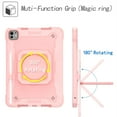 thumbnail image 3 of Dteck Kids Case for iPad Pro 11 inch 2024,Heavy Duty Silicone Case Hand Grip 360° Rotatable Stand Shockproof Kickstand Cover with Shoulder Strap for iPad 11-in. (M4) 2024,Rosegold, 3 of 8