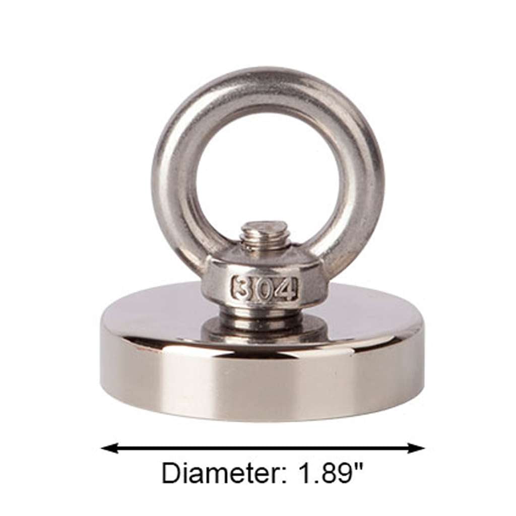 Spencer 2 Pack Fishing Magnets 270LB Pulling Force Strong Neodymium Rare Earth Magnet Salvage Magnet with Countersunk Hole Eyebolt for Retrieving in River and Magnetic Fishing