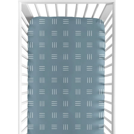 UPC: 0846480096696 | Boho Mudcloth Hatch Dark Blue and White Fitted Crib Sheet Boy or Girl by Sweet Jojo Designs