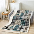 thumbnail image 2 of Western Fleece Blanket Throw 50"X60" For Bed Couch Boho Cowboy Throw Blanket Horse Cow Skull Sherpa Blanket Country Farmhouse Buffalo Plaid Check Fuzzy Blanket Soft Cozy Warm Turquoise, 2 of 4