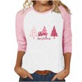 thumbnail image 1 of LckLvx T-Shirts de Noël pour Femmes Col Rond Manches 3/4 Raglan Chandail Tops Mignons Graphiques Décontractés, 1 of 4