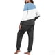 thumbnail image 5 of Conjunto de pijama informal de invierno para mujer, de doble cara, con cuello redondo estampado, manga larga, top anudado a mano, pantalones con cordón ajustable, ropa de casa, blusa de poliéster., 5 of 7