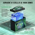 thumbnail image 2 of 3 Pack Mini 12V 100Ah LiFePO4 Lithium Battery 100A BMS 4000+ Deep Cycle for Solar, Golf Cart, Marine, 2 of 6