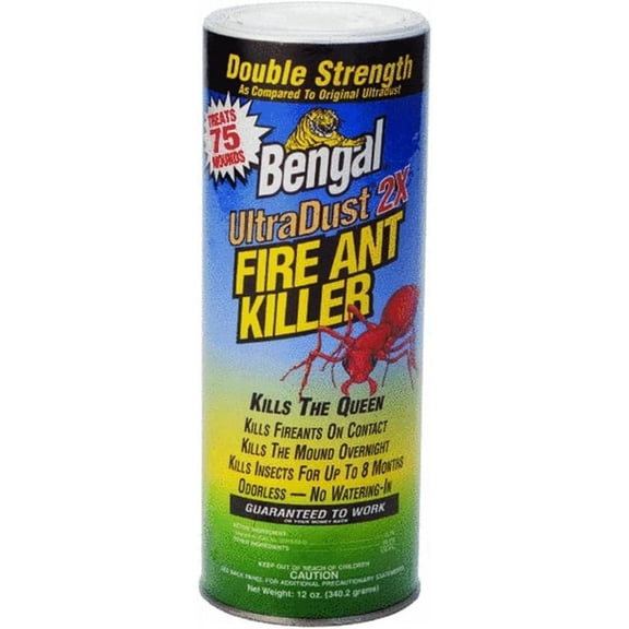 Bengal UltraDust 2X Fire Ant Killer, Odorless No Watering-In, Kills The Queen, 12 Oz. 75 Mound Treatment Dust