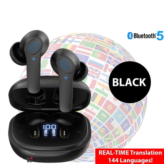Translator Earbuds 144 Languages, Real-Time Online/Offline Translation Earphones with AI Voice Recognition, Bluetooth 5.0 for Travel Business