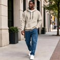 thumbnail image 3 of Domuza Leopard Graphic Sweatshirts for Men Funny Fashion Novelty Long Sleeve Drawstring Loose Hoodie Pullover with Pocket, 3 of 4