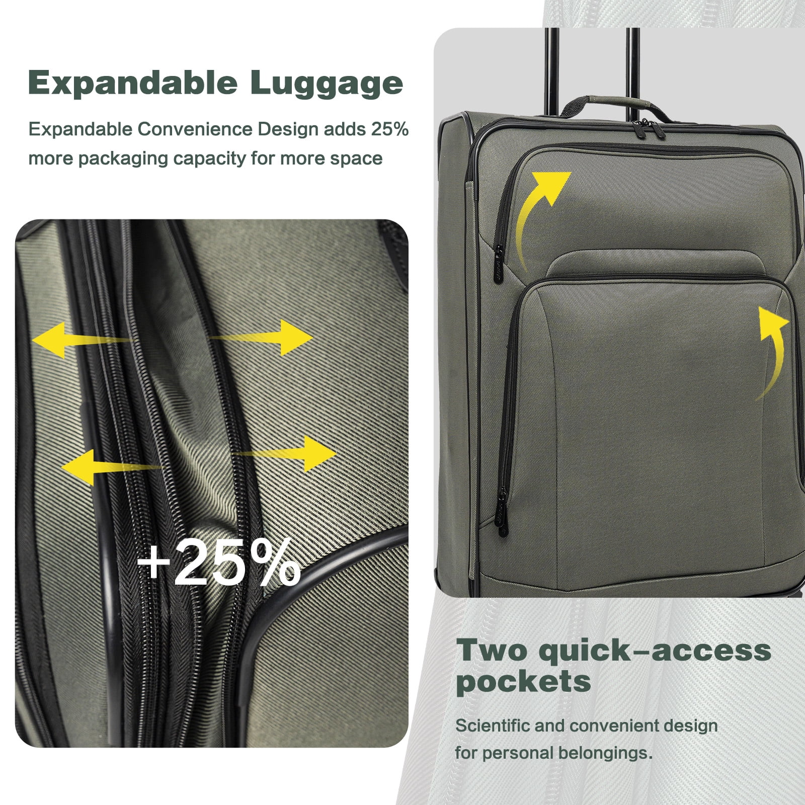 3 Piece Set Suitcase with Duffel Bag Softside Lightweight Luggage Travel Set