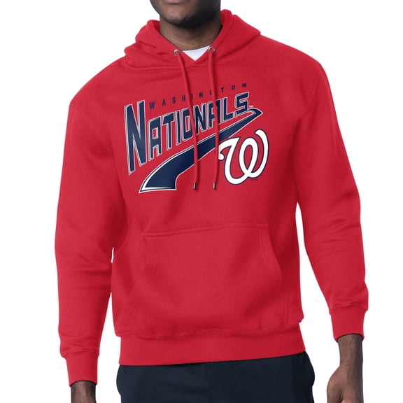 Men's Starter Red Washington Nationals Modern Tailsweep Fleece Tri-Blend Pullover Hoodie
