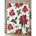 thumbnail image 4 of Xmas Flowers Shower Curtain Set ，Waterproof Fabric Shower Curtains Green Red Christmas Poinsettias Pine Leaf Fruits Shower Curtains for Bathroom,Bathroom Decor 72"x72", 4 of 6