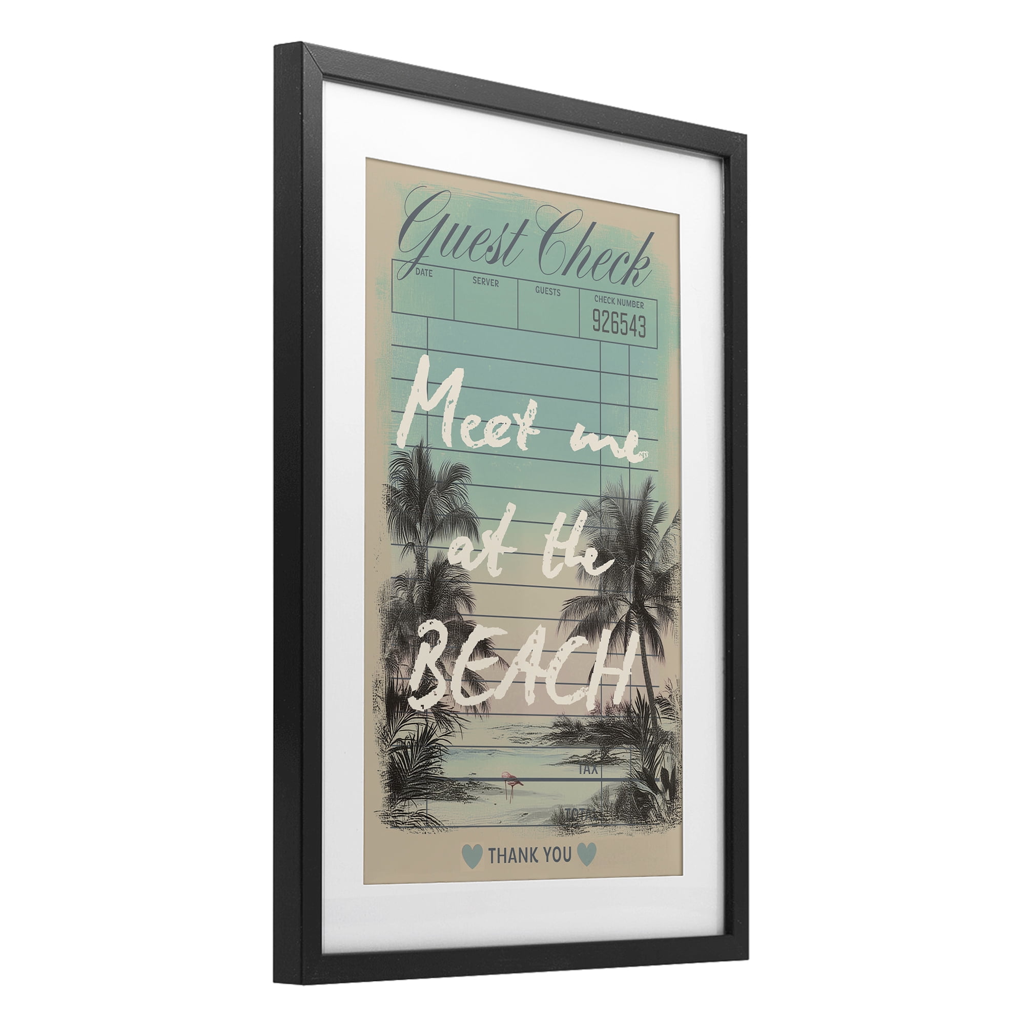 Stupell Industries Meet Me At Beach Check Black Framed Print Under Glass, design by Annabelle Hall