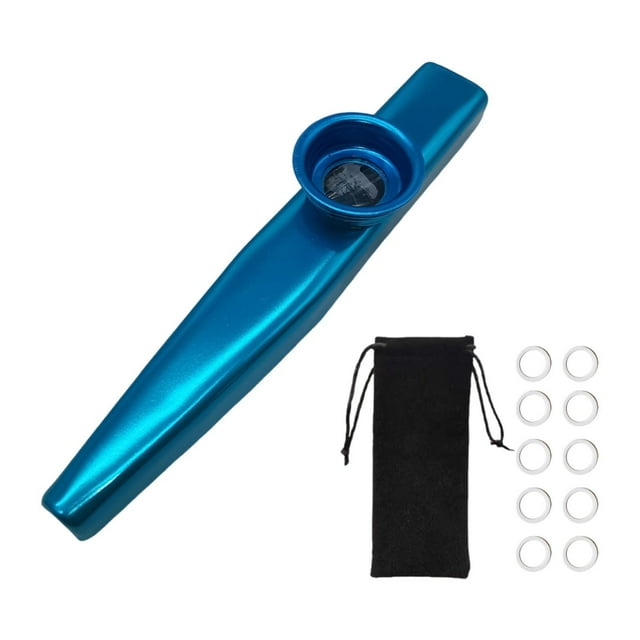 Yinanstore Kids Kazoo Flute Mouthpiece Dustcover Wind Instrument with Diaphragms Musical Instrument for Birthday Children Daily Practice Blue