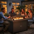 thumbnail image 3 of LAUSAINT HOME 43" Outdoor Fire Pit Table , 55,000 BTU Patio Propane Fire Pit with Wood Grain Tabletop & Wind Guard, Black, 3 of 10