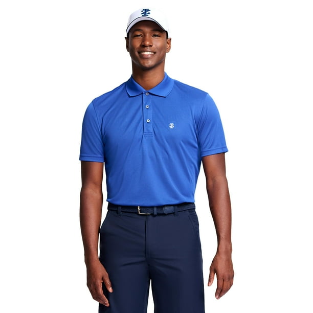 Camisa Polo de Rendimiento para Hombre IZOD de Golf con Patrón de Cuadrícula Azul, Talle S