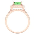 thumbnail image 4 of 3.05ct Brilliant Emerald Cut Green Zircon 18K Rose Gold Halo Solitaire with Accents Engagement Bridal Wedding Ring Band Set size 8, 4 of 7