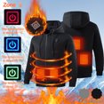 thumbnail image 3 of nerohusy Men's Heated Zip Up Hunting Hoodie - Hooded Sweatshirt with 5 Heating Zones & USB Powered Gray,L, 3 of 4