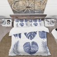 thumbnail image 3 of Designart 'Tropical Blue Watercolour Leaves I' Farmhouse Duvet Cover Set, 3 of 5