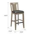 thumbnail image 3 of Brown Slat Back Bar Stools, 2 - Solid Wood, Casual Style Pecan Brown, 18.3" X 21.3" 44.8" Compact Design 2 Stools Wood In Taupe Brown. Height, Depth, Width. Adds A Subtle Elegance. Easy Assembly, 3 of 3
