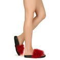 thumbnail image 6 of Refresh Fluffy Faux Fur Open Toe Slides 20098, 6 of 6