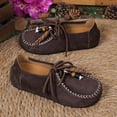 thumbnail image 5 of Hurxie Women's Suede Beaded Moccasins Loafers Fashion Comfortable Round Toe Slip On Lace Up Flats for Casual Daily Work Walking Shoes Coffee 36, 5 of 7