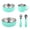 Cyan, variant on 5 Piece Baby Bowls With Suction and Lids | Toddler Bowl Set with 1 large bowl, 1 small bowl, 1 fork, 1 spoon, 1 cup
