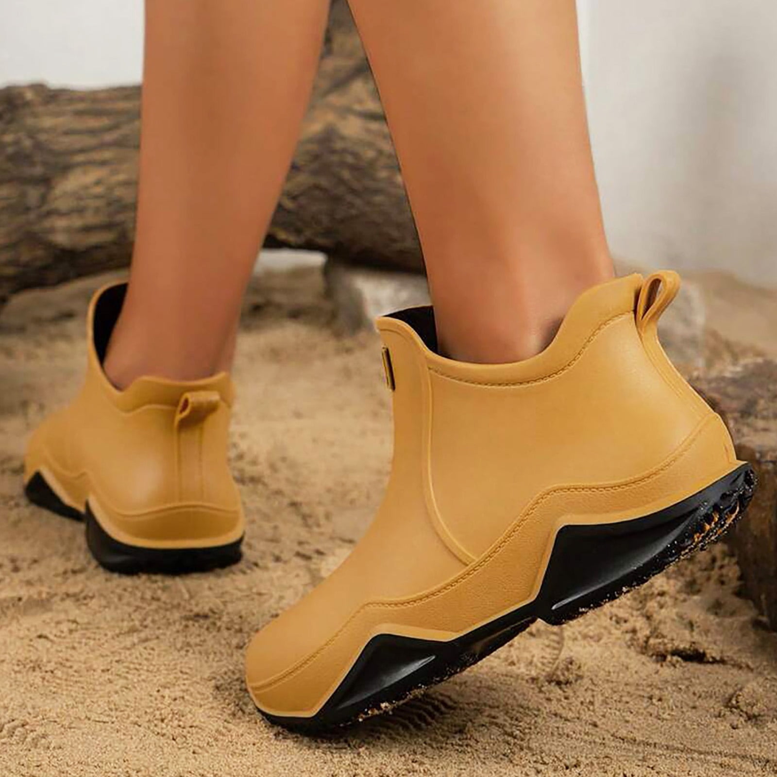 Chenyee Unisex Waterproof Rain Shoes Rubber Ankle Rain Boots Outdoor Non Slip Footwear for Gardening Fishing