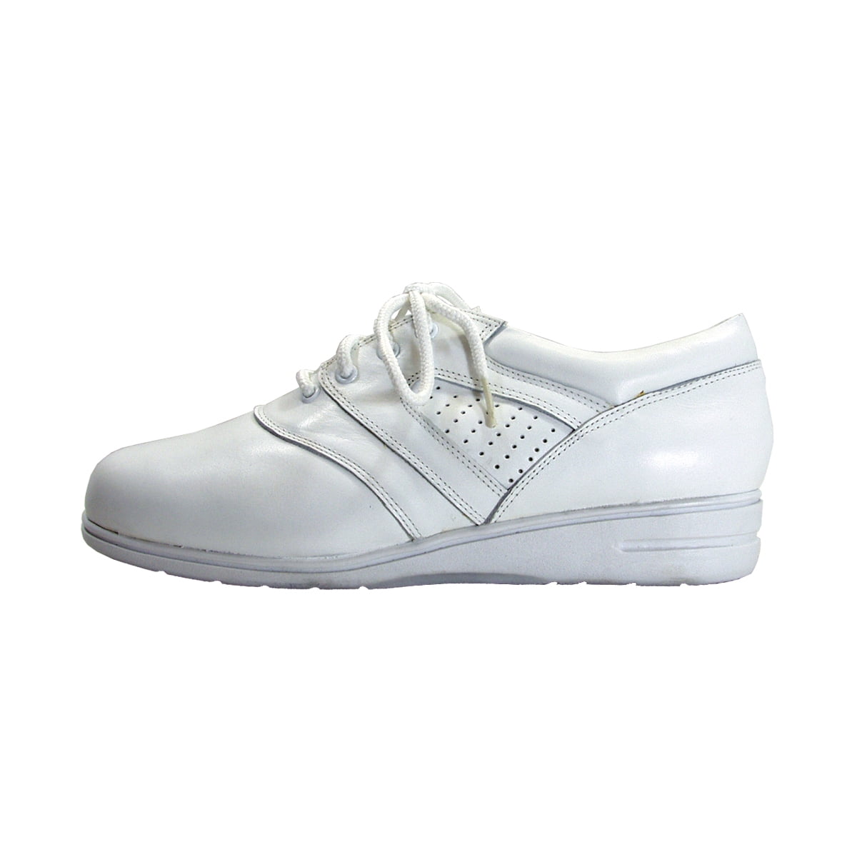 24 HOUR COMFORT Kat Wide Width Lace Up Comfort Leather Shoes WHITE 8.5