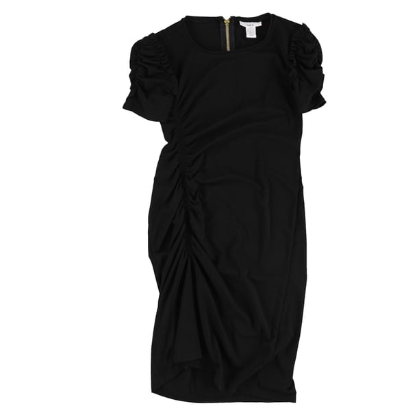 Vestido acampanado fruncido bar III para mujer negro mediano