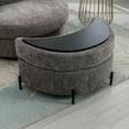 thumbnail image 2 of 32.7" W Chenille Upholstered Half Crescent Moon Storage Bench Large Ottoman with Tray Serve, 2 of 7