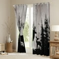 thumbnail image 3 of Manfei Rustic Farmhouse Cabin Blackout Curtains Set of 2 (52x84 Each), Jungle Deer Animal Window Curtains, Grey Wooden Plank Curtains and Drapes, Black Out Curtains Home Decor, 3 of 6