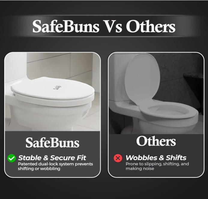 Safe Buns Round Soft Close Slip-Resistant Toilet Seat
