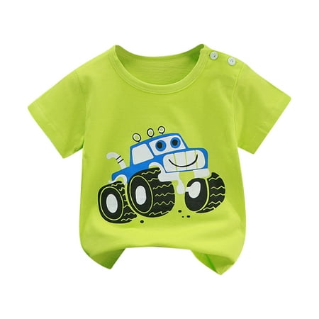 

Geire Summer Infant Boys Girls Ultra-soft T-Shirt Cartoon Graphic Short Sleeve Crewneck Casual Cotton Tee Top
