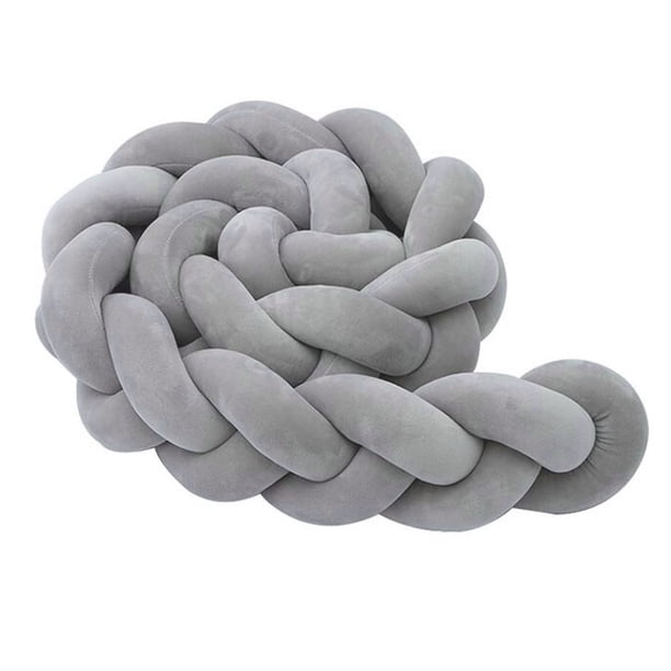 Almohada de bola de nudo largo tejida, bola de nudo, cama decorativa para habitación de niños