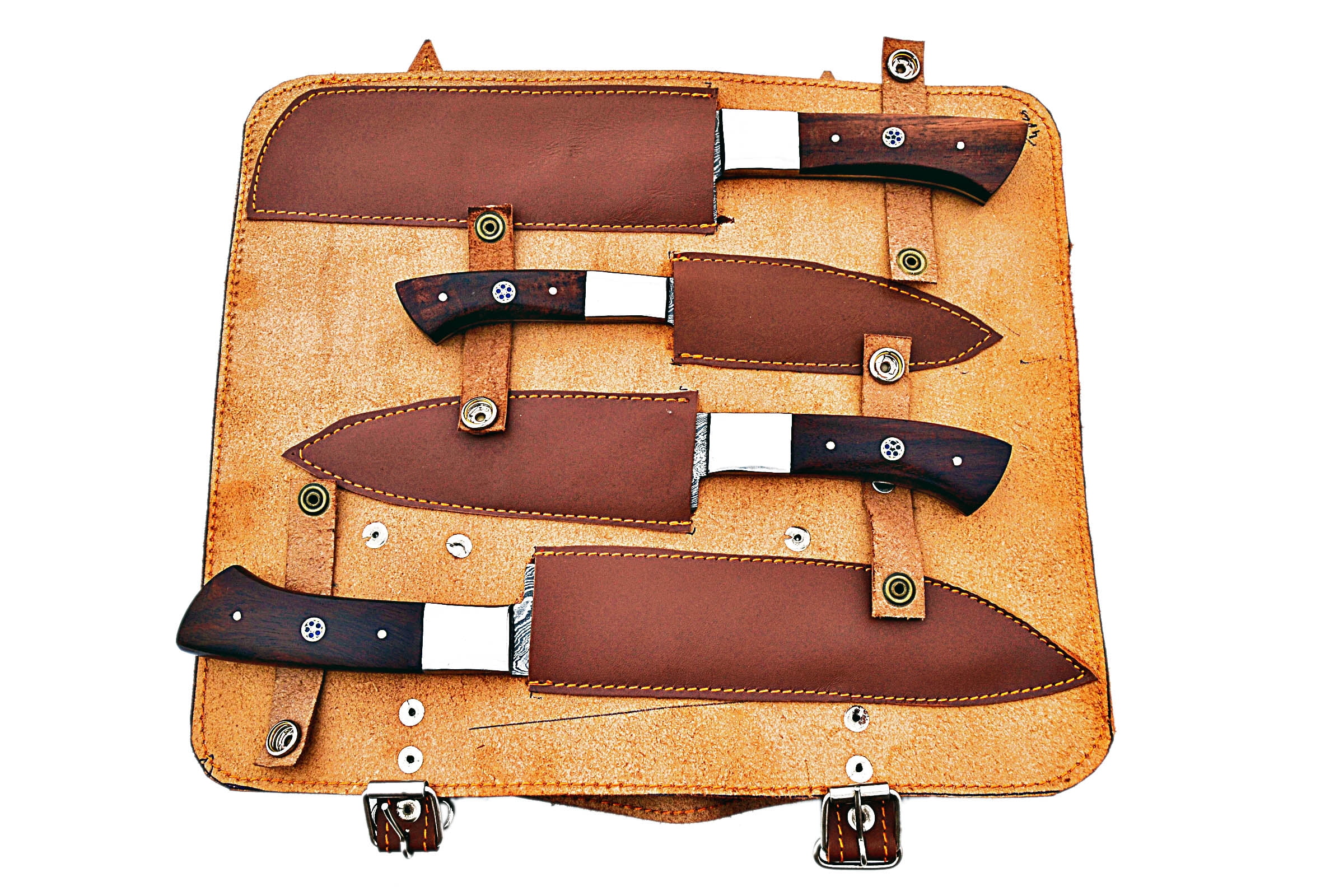 Smart & Sharp Custom Handmade Damascus Chef Knives Set/Kitchen Knives 4 Pieces Set 17307 (Rose wood)