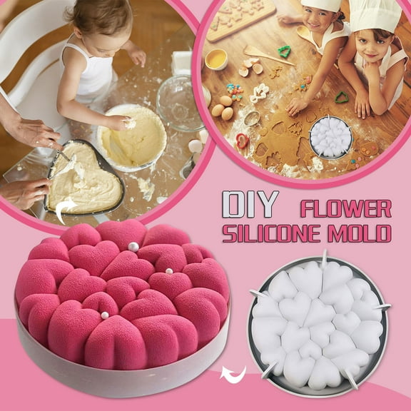 Clearance! Hilingoto Cake Mould, 6 Inch Love Mousse Cake Silicone Mold Mousse Cake Ring Cake Mold, Cake 6-Inch Silicone Heart-Shaped Silicone Cake Large-Size Chocolate Cake Mould 8.3X8.3X2Inch