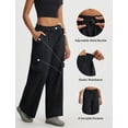 thumbnail image 2 of Baleaf Women's Lightweight Pants Quick Dry Wide Leg Hiking Water Resistant with 4 Pockets Travel Baggy Parachute Cargo Pant Black L, 2 of 7