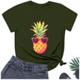 thumbnail image 4 of Ladies Fashion Casual Pineapple Print T Shirt Short Sleeve Top5 Compression Long Sleeve Women Short Sleeve Scrub Jackets Athletic Shirts Women Loose Fit Tee Shirt T Shirt Womens Oversized Tee Women, 4 of 4