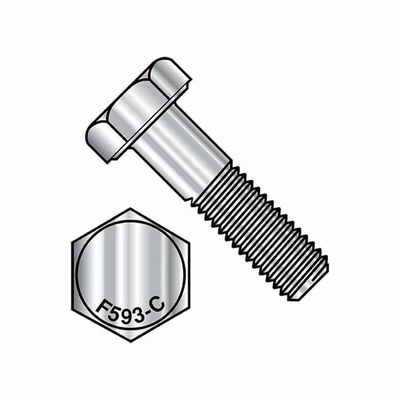 18-8, 1/4"-20 Hex Head Cap Screw, Plain Stainless Steel, 1 in L, 100 PK