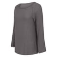 thumbnail image 4 of Holzkary Linen Tops for Women Loose Fit 3/4 Sleeve Gauze Shirts Casual Drop Shoulder Lightweight Three Quarter Blouses Solid Color Cotton Linen Round Neck and Nine Quarter Sleeves Shirt Grey M, 4 of 9