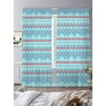 thumbnail image 3 of Bohemian Ethnic Sheer Curtains 84 Inch Long 2 Panels, Red Blue Floral Lines Linen Texture Light Filtering Rod Pocket Semi Sheer Curtains, Sheer Voile Drapes for Living Room Bedroom, 52"x84", 3 of 5