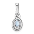thumbnail image 4 of 925 Sterling Silver Polished Aquamarine and Diamond Pendant Necklace 13x7mm Wide Pendant for Women, 4 of 4