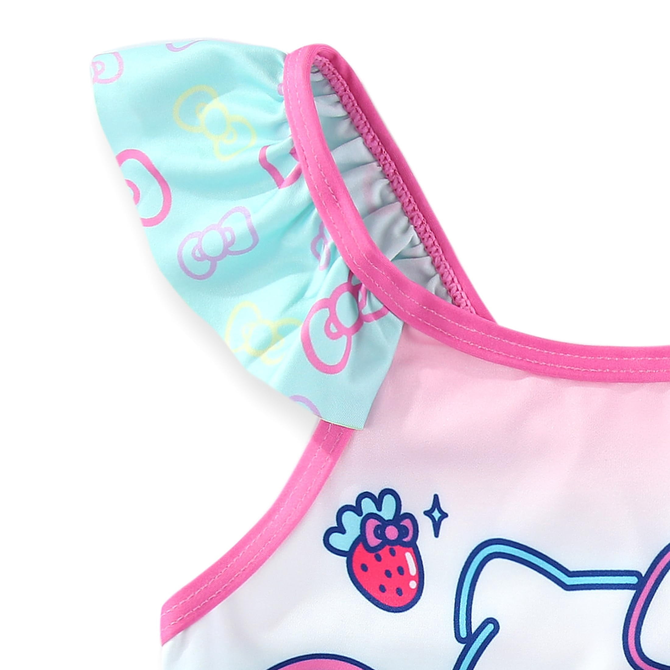 Hello Kitty Sanrio UPF 50+ Bathing Suit Tankini and Bikini Bottom Swimsuit Set (Girls), Sizes 4-6X