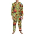 thumbnail image 4 of Kll Cartoon Fire Truck Sleepwear Mens Flannel Pajamas,Long Cotton Pj Set, 4 of 9