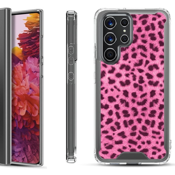 Shockproof Bumper Phone Case for Samsung Galaxy S22 Ultra 5G, by OneToughShield ® - Cheetah Pink