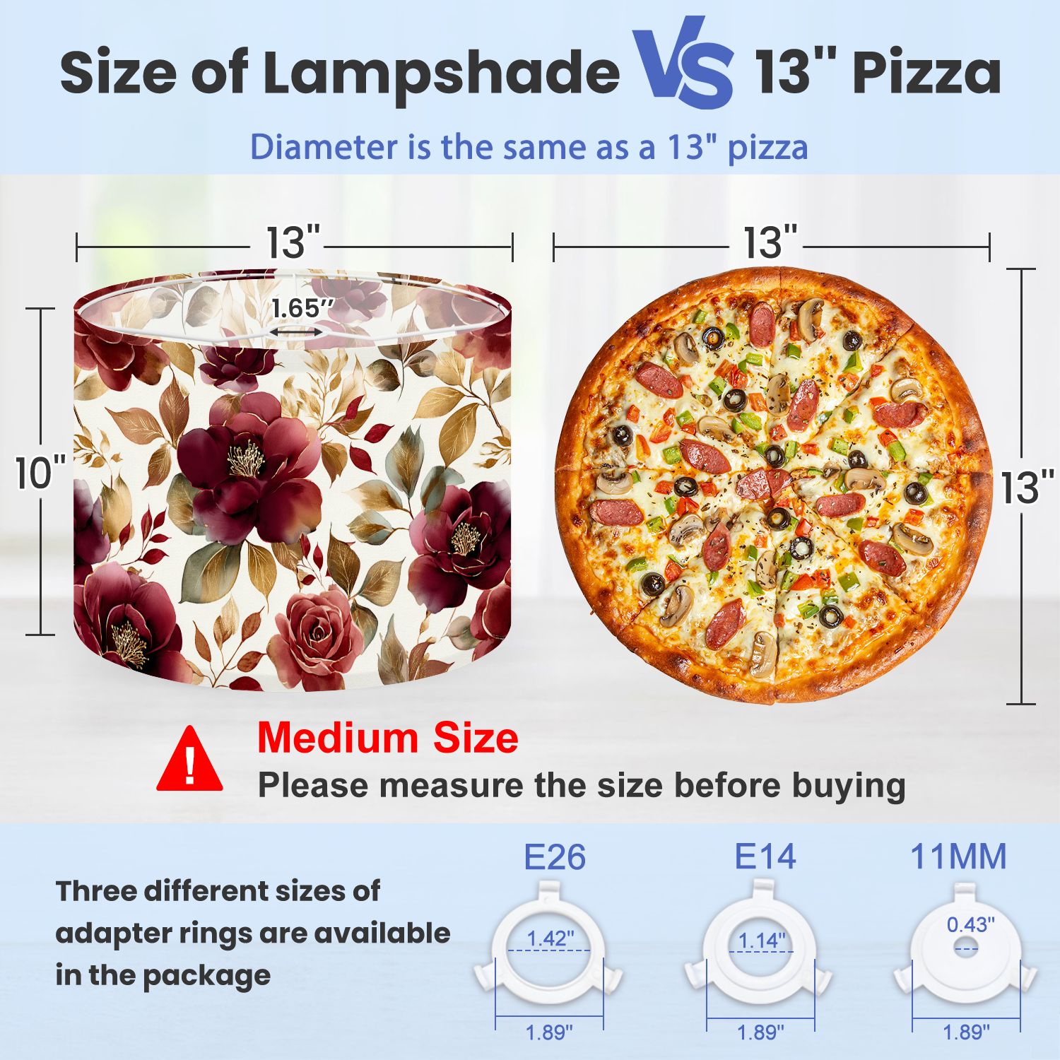 Lampshades 2 Pack gold burgundy flowers leaves Hand drawn floral for fabric 13"x13"x10" Light Shade for Table Lamps Floor Lamps Drum Lamp Shades Lampshade Replacement Easy Assembly