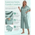 thumbnail image 5 of DAKIMOE Silk Satin Pajama Set for Women Capri Pajamas Short Sleeve Button Down Two Piece Pjs Sleepwear Soft Loungewear Nightwear, 5 of 9