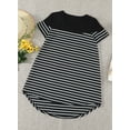 thumbnail image 5 of Asyoly Girls Summer Cute Crewneck Swing Short Sleeve Dress Stripe Print Color Block Sundress Mini Dresses, 5 of 6