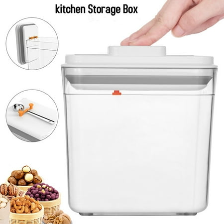 1700ml Kitchen Storage Containers Box With Lids, One-click Open Food Fruit Dispenser Grain Rice Container Home Kitchen