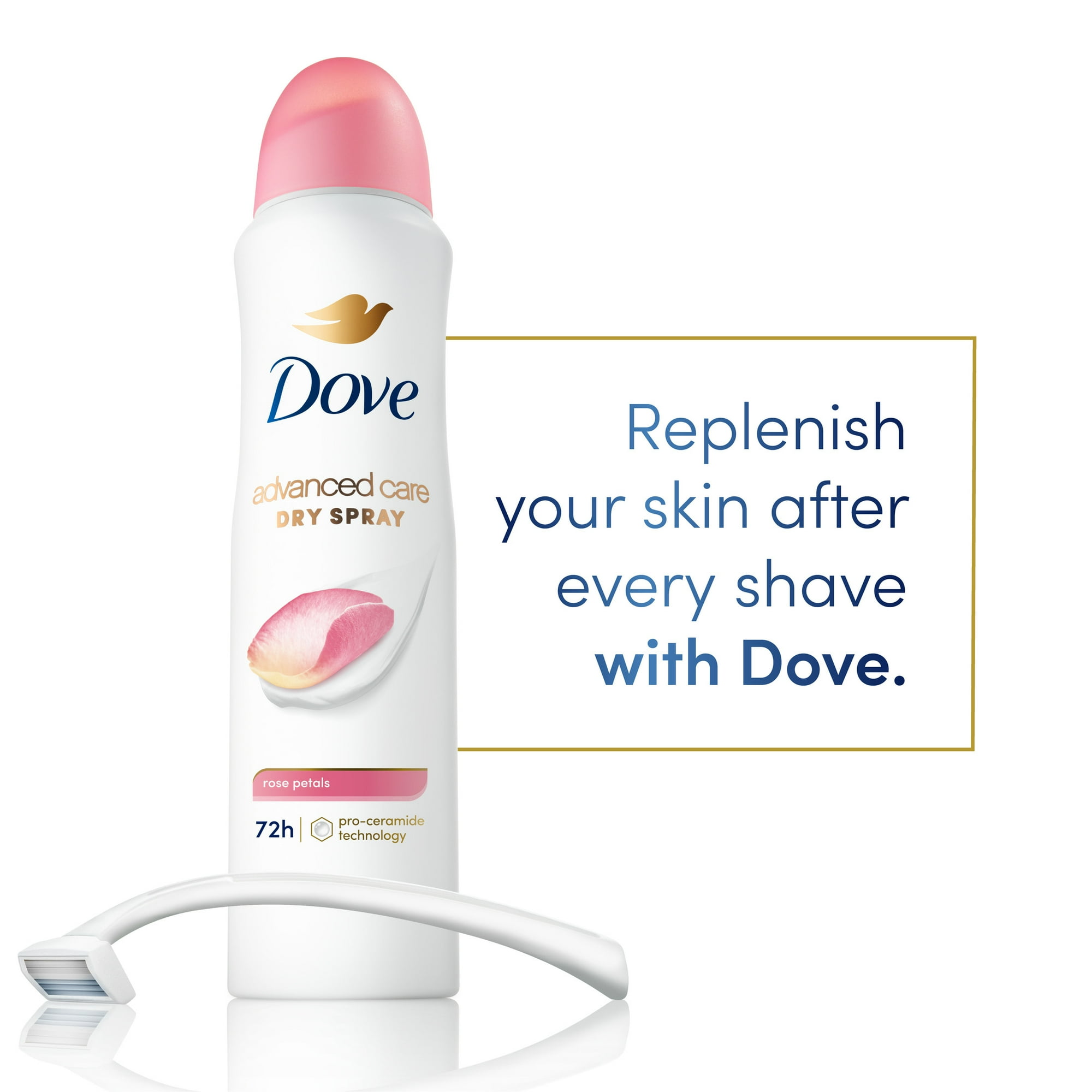 Dove Advanced Care Long Lasting Women's Antiperspirant Deodorant Dry Spray, Rose Petals, 3.8 oz