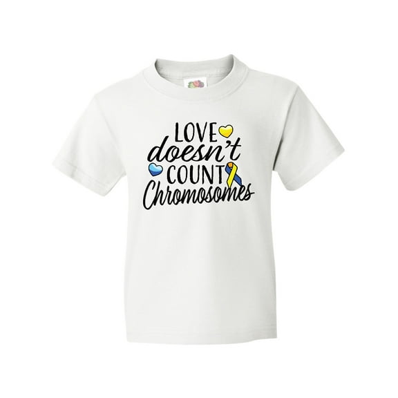 Inktastic Love Doesnt Count Chromosomes with Yellow and Blue Ribbon Youth T-Shirt